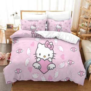 Hello Kitty Housse De Couette D Imprim&iquest;&iquest; Pink Parure De Lit Microfibre Fermeture &iquest;&iquest;Clair, Housses De Couettes Avec D'oreiller Parure De Couette Pour Adu - Neuf