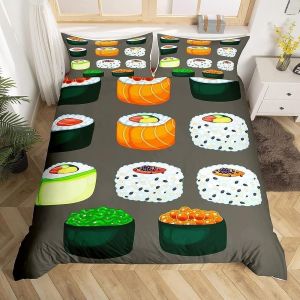 Housse De Couette X Sushi Japonais, D Imprim&iquest;&iquest;E Microfibre Parure De Lit Sushi Japonais Housse De Couettes Personne Avec X Taie D'oreiller X Cm - Neuf