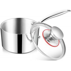 Subzonal-Casserole &Agrave; Lait En Acier Inoxydable Triple &Eacute;paisseur De 14 Cm Avec Couvercle, Petite Casserole De Cuisson &Agrave; Induction De 1,4 L, Pour Spaghettis, Soupe, Beurre, Convient Pour Toutes Les - Neuf