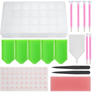 Mevronisshop-24 Pi&egrave;ces 5d Diy Diamond Painting Accessoires Kit, Peinture Diamant Accessoire, Peinture Broderie Diamant Kit Complet, Stylo &Agrave; Diamond Painting Colle Plateau - Neuf