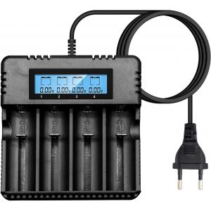 KGABERY-Lcd Chargeur De Piles,Chargeur De Batterie Avec 4 Lots De Charge Chargeur Pour 3.7V 26500/18650/14500/16340/26700 Lithium - Neuf