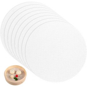 AYUHR-8 Pièces Rondes Tapis de Cuisson Vapeur en Silicone 32 cm, Silicone Steamer Mat Pad, Antiadhésif Feuille de Maille de Tapis de Vapeur Réutilisable pour Brioches, Pâtisseries, Déshydratation de - Neuf