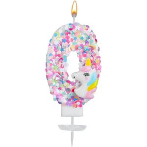 Chenquansarl-Bougie Licorne Numéro, Paillettes Bougie Anniversaire Numéro Décoration De Gâteau Licorne Décorations D'anniversaire Pour Filles Baby Shower Célébrations À Thème (0) - Neuf