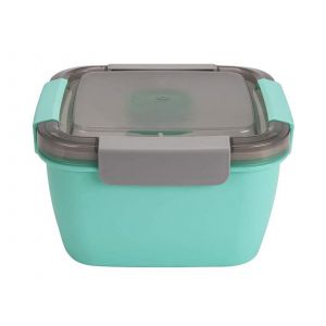 Saladier &Agrave; 2 Niveaux Avec 3 Compartiments Et Fourchette - Vert - Neuf