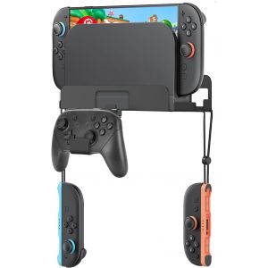 Kal-Support Mural Compatible Avec Switch 2, Support De Jeux Vidéo En Métal Avec 2 Crochets Pour Joycon Et 1 Mural Pour Manette, Étagère Murale Avec Des Trous Pour La Dissipation De La Chaleur - Neuf