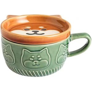 Eryi-Japonaise Tasse À Café En Céramique, Tasse Dejeuner, Panda Tasse Avec Couvercle, Tasses De Thé Au Lait Kawaii, Mug Café & Thé Avec Couvercle, Idée Cadeau, Anniversaire Ou Noël - Neuf