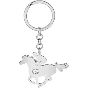 Kal-Alliage Cheval Running Porte-Clés Accessoires Émail Licorne Bijoux Pour Les Femme Filles Car Wallet Charms (Gris) - Neuf