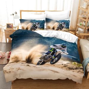 Moto Cross Housse De Couette Zipp&iquest;&iquest;E Doux Confortable Microfibre Parures De Lit X Cm Housse De Couette X + X Taies D'oreiller Xcm - Neuf