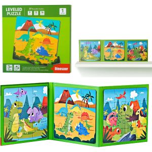 ERYI-Jeu Magnétique Puzzle - Jeux De Voyage Enfants À Partir De 3 4 5 Ans - Pour Occuper Les Enfants En Avion/Voiture (Niveau 1 | Dino, 1Pcs) - Neuf