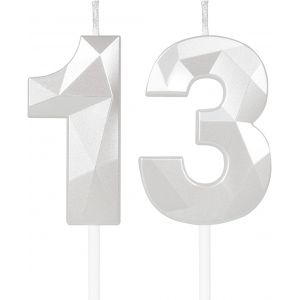 Sansh-Blanc Bougies D'anniversaire En Forme De Chiffre 13, 3d Bougies Blanc Décoration De Gâteau,Décoration De Gâteau Pour Fête D'anniversaire, Mariage,Bougie D'anniversaire Pour Gâteau - Neuf