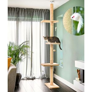 Arbre Chat Bois Du Sol Au Plafond, 3 &iquest;&iquest;Tages Arbre &iquest;&iquest; Chat Mural, Hauteur R&iquest;&iquest;Glable Jusqu'&iquest;&iquest; 236-278 Cm, Arbres &iquest;&iquest; Chats Plafond, Arbre A Chats Pas Cher, Cat Tree - Neuf