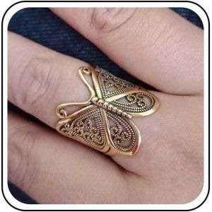 Kahfl-Anneaux De Papillon Vintage Anneaux De Papillon En Métal Doré Anneaux De Papillon Ajustables Anneaux De Papillon Ajustables Anneau De Papillon Articulé Bijoux Main Pour Les Femmes (Doré) - Neuf