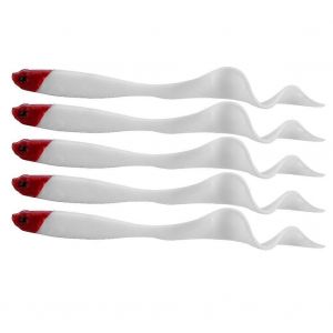 5pcs Tête Rouge Artificiel Poisson Pêche Souple Appât Poisson Leurre Matériel (Tête Rouge) - Neuf