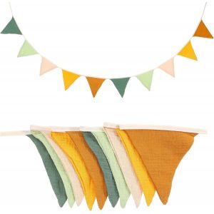 Guirlande De Fanions Pour Chambre D'Enfant - Double Face - 300 Cm - En Mousseline De Coton - Décoration Murale - Pour Lit De Maison,Lit De Bébé,Lit D'Enfant - Décoration Murale - Guirlande - Neuf