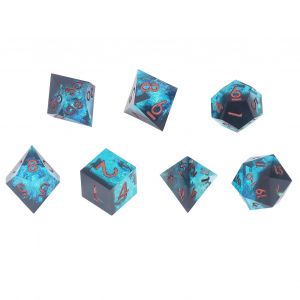 Ensemble de 7 des pointus en resine pour jeu de role polyedrique multi-faces - Neuf