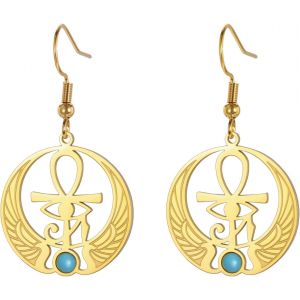 Kal-Boucles D'oreilles Ankh Croix Oeil D'horus Boucles D'oreilles Clé De Vie Boucles D'oreilles Scarabée Boucles D'oreilles Déesse Isis Ancienne Égypte Amulette Bijoux Religieux Pour Femmes - Neuf