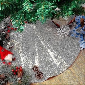Jupe de sapin de No&euml;l 80 cm, paillettes or champagne, jupe de sapin ronde &agrave; paillettes, robe de sapin de No&euml;l pour les f&ecirc;tes de fin d'ann&eacute;e - Neuf
