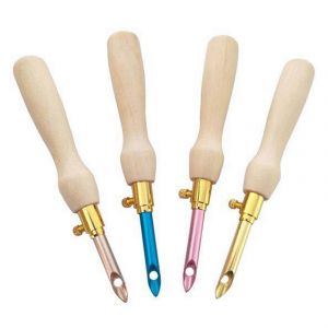 Kit De Broderie &Agrave; L'aiguille Poin&ccedil;onneuse 4 Pi&egrave;ces,Outil De Couture &Agrave; L'aiguille Poin&ccedil;onneuse En Fil De Bois - Neuf