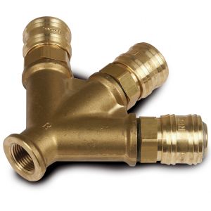 R&eacute;partiteur &agrave; 3 voies 3/8 laiton - incluant trois raccords rapides Aircraft 2201095 - Neuf