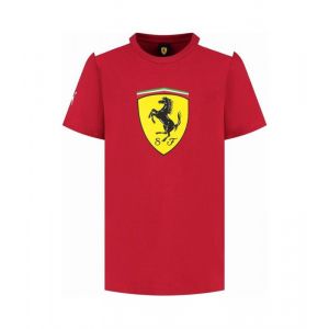 T-Shirt Ferrari F1 Puma &Eacute;cusson G&eacute;ant Rouge Cerise Leclerc / Hamilton - Enfant - Neuf