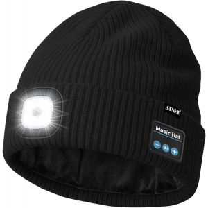 Ulteronixshop-Led Bluetooth Bonnet Lampe Frontale, Usb Rechargeable 4 Led Sans Fil Musique Parleur Course Chapeau Hiver Chaud Tricot Bonnet Avec Polaire Doubl&eacute; Cadeaux Pour Homme Papa Et Femme - Neuf