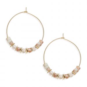 Pierre Naturelle Perles De Bijoux Pour Les Femmes, Bobo De Plage L'&eacute;t&eacute;, Cadeau, Couleur Beige, Faits &Agrave; La Main Bracelet R&eacute;glable - Neuf