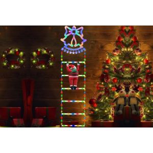 Guirlande Lumineuse De No&euml;l De 1,7 M Avec 160 Led Et P&egrave;re No&euml;l, Pour D&eacute;coration Int&eacute;rieure Et Ext&eacute;rieure, 8 Modes D'&eacute;clairage, &Eacute;tanche - Neuf