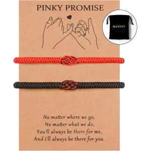 Kal-2pcs Bracelets De Couple Bracelet Roug Kabbale Corde Tiss&eacute;e &Agrave; La Main Bracelet R&eacute;glable Protection Chance Couple Amiti&eacute; Cadeau Pour Hommes Femmes, Gar&ccedil;ons Filles - Neuf