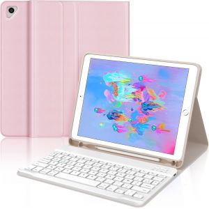 Epkh-Coque Clavier Pour Ipad 6e/5e Génération 9.7 Pouces, Azerty Français Housse Clavier Bluetooth Magnétique Détachable Avec Porte Crayon Pour Ipad 2018/2017 9.7"", Air 2/1, Pro 9.7 2016, Rose - Neuf