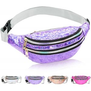 SJZG-Sac Banane Pour Femme En Métal Imperméable À L'Eau Sac Banane Tendance Avec Réfléchissant Réglable Et Réglable Pour Femme Et Homme Fête Festival Sport En Plein Air Voyage, Style Rétro Des Années - Neuf