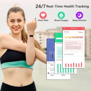 Montre Connect&eacute;e Femme, Montre Intelligente Etanche IP68 Moniteur de Fr&eacute;quence Cardiaque Sommeil Calories Oxym&egrave;tre Podometre 123 Modes Sportifs Sport Montre Running Montre Connecter pour Android iOS - Neuf