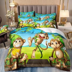 Parure De Lit Motif Animaux De Dessin Anime Mignon, Housse De Couette Éléphant, Motif Animalier 3d, Petite Taille, Queen Et King Size, Pour Enfants - Neuf