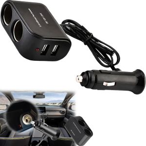 Ongi-1 Adaptateur Double Allume-Cigare Pour Voiture-Noir-Prise Multiple Avec 2 Ports Usb-Prise D'alimentation 12/24 V-Répartiteur Allume-Cigare Pour Prise Usb-Chargeur De Voiture-Adaptateur De - Neuf