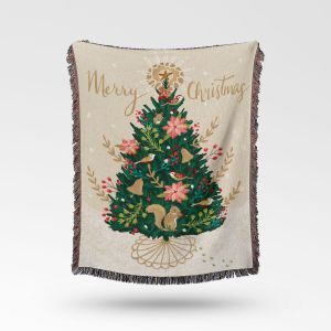 1 Pi&egrave;ce 160x130cm Tricot&eacute; &Eacute;cureuil Arbre de No&euml;l Plaid Couverture D&eacute;cor&eacute;e avec des Franges de la Boh&ecirc;me Simple Doux Confortable Prot&eacute;ger Contre le Froid pour le Canap&eacute;-Canap&eacute;-Fauteuil de Repos et de - Neuf