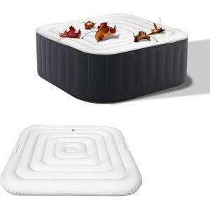 140 cm Couverture de Spa Gonflable,Couvercle à Bain à Remous Isolé,Housse de Spa Gonflable avec Valve de Gonflage et Dégonflage Faciles,Isolation Thermique Pliable pour Spa,Blanc - Neuf