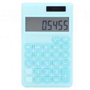 HJLIAN Calculatrice de poche solaire a 8 chiffres, double alimentation, avec grand ecran LCD et gros bouton sensible, bleu paon - Neuf