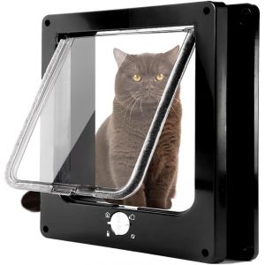 Chatière Magnétique 4 Voies Pour Chats Et Petits Chiens, Facile À Installer, Coulissante Manuelle Sur Mur/Bois/Upvc (Noire, L) - Neuf