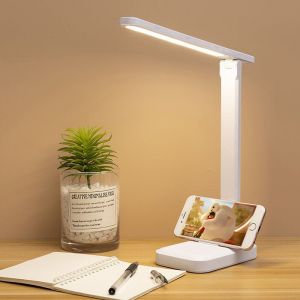 Pliable Et Réglable Led Lampe De Bureau, 5 Modes De Couleur, 10 Niveaux De Luminosité, Flexible De Commande Tactile, Lunettes De Protection, Lampe De Chevet Avec Port Usb Et - Neuf