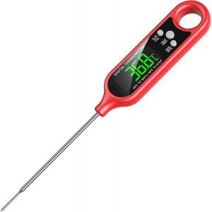 Thermomètre De Cuisine, 3s À Lecture Instantanée Imperméable À L'eau Thermomètre De Cuisson Avec Sonde, Rétro-Éclairage Et D'un Aimant, Bouton De Calibrage, Sans Fil Thermomètre Pour Barbecue - Neuf