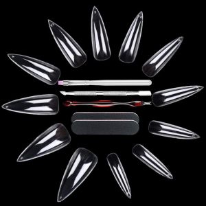 600 Pi&egrave;ces Longs Faux Ongles Stiletto, Transparente Couverture Compl&egrave;te Capsules Faux Ongles Pointe Amande, Ongles Acryliques &Agrave; Presser Pour Salons De Manucure Et Diy Nail Art - Neuf