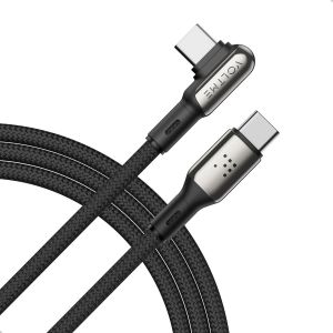 C&acirc;ble Stark Forme En L Cable Usb C Vers Usb-C Pd 100W 5A Nylon Tress&eacute; 2,0M (Noir) Cable Usb C Coud&eacute; 90&deg; Solide Pour Iphone 15, Macbook Ipad Pro Air, Galaxy S24 Ultra S23 S22, Pixel[CAB9165679] - Neuf
