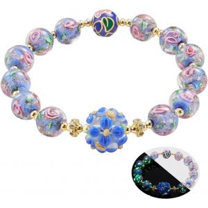 Eryi-Bracelets En Verre Lucioles - Bracelet De Perles Phosphorescentes - Pour Femme - Pierres De Guérison - Bracelet En Cristal - 10 Mm - Cadeau Pour Femme, 16.5-19cm, Verre, Pas De Gemme - Neuf