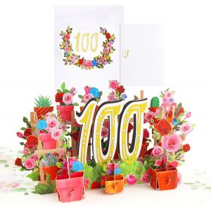 Carte Anniversaire 100 Ans Carte d'anniversaire Pop up Carte 3D Avec Enveloppe, 3D Cartes Cadeaux Anniversaire pour fille, garçon, amis, romance - Neuf