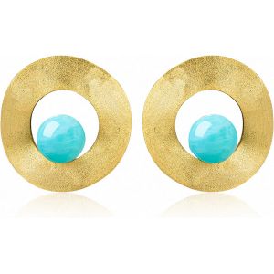 Chenquansarl-Boucles D'oreilles Rondes Irrégulières En Argent Sterling 925 Véritable Or 18 Carats - Fabriquées À La Main - Neuf