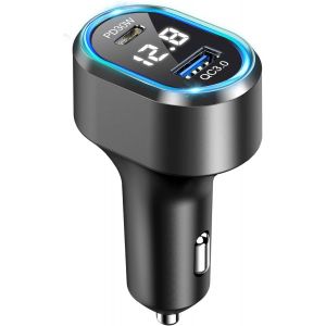 TIANYI-Chargeur de Voiture 48W Adaptateur de Charge Rapide pour iPhone 15/14/13/12/11 Pro/Pro Max/Mini, Samsung Galaxy S22/S23/S24/A55-1x USB-A & 1x USB-C, Adaptateur Allume-Cigare - Neuf