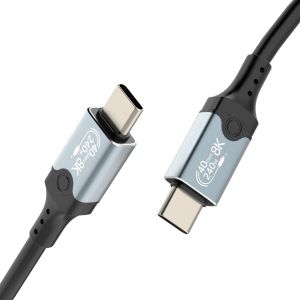 JGD-Certifi&eacute; C&acirc;ble USB4 pour Thunderbolt 4, Donn&eacute;es 40Gbps, 8K@60Hz, 240W 48V/5A PD3.1 USB-C vers USB-C pour Phone 15 Pro Max, MacBook, Pad Pro, Mac, Dock, SSD, Display, eGPU-1M - Neuf