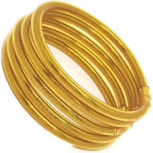 Eryi-Jonc Bouddhiste Femme I Bracelet Jonc Femme Thailande Sans Mantra Pack 5u I Bracelet Bouddhiste Porte Bonheur I Feuille D'or Véritable I Cadeau Fete Des Meres I Cadeau Maman - Neuf