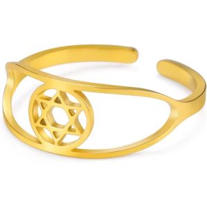Kahfl-Bagues &Eacute;toile De David Bagues Ouvertes R&eacute;glables En Acier Inoxydable Hexagramme Anneau Juif &Eacute;toile De David Bijoux Juifs Pour Femmes Hommes - Neuf