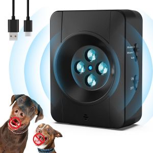 Asfasfq-Anti Aboiement Pour Chien, 4 Émetteurs Puissants Ultrason Chien, Rechargeable Boitier Anti Aboiement Chien, 3 Modes Appareil Anti Aboiement Étanche Intérieur Exterieur Pour Petits Grands Chie - Neuf