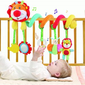 Nouvelhorizonstore-Jouets D'&eacute;veil Bebe 0 3 6 12 Mois, Spirale D'activit&eacute;, Poussette A Suspendre Pour Berceau Landau Lit, Jouet De Peluche Hochets Cadeau Pour Nourrissons Gar&ccedil;on Fille - Lion - Neuf